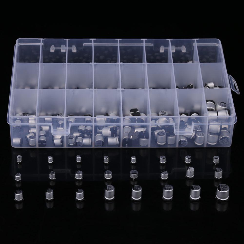 400 Stück 24 Werte SMD Aluminium Elektrolytkondensator Sortiertes Kit 1uF 1000uF
