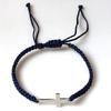 Simple Cross Black White Braided Rope Couple Bracelets Copper Color Adjustable Bracelet Christian Zircon