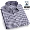 Men's Summer Plaid Cotton Short Sleeve Shirt - Breathable & Sweat-Absorbing