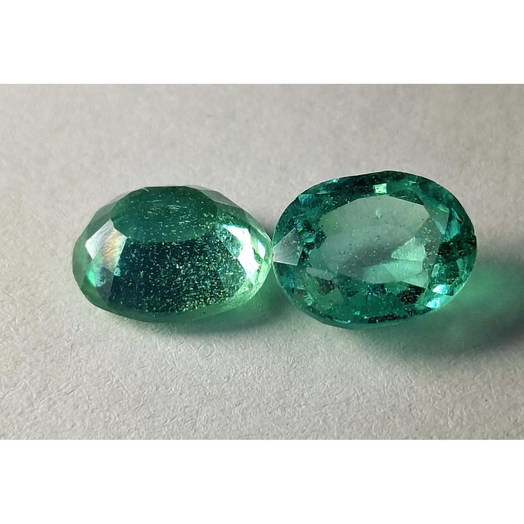 Stunning Natural Green Emerald Zambian 12-14 Ct Oval Cut Pair Loose Gemstone