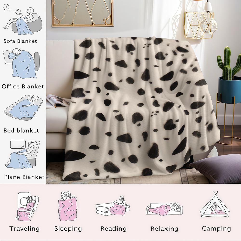 Klassische Dalmatiner-Flecken Flanelldecke Warm Weich Halloween Weihnachten Sofa Warm Gemütlich Dekoratives Dekor Geschenk für Alle Jahreszeiten