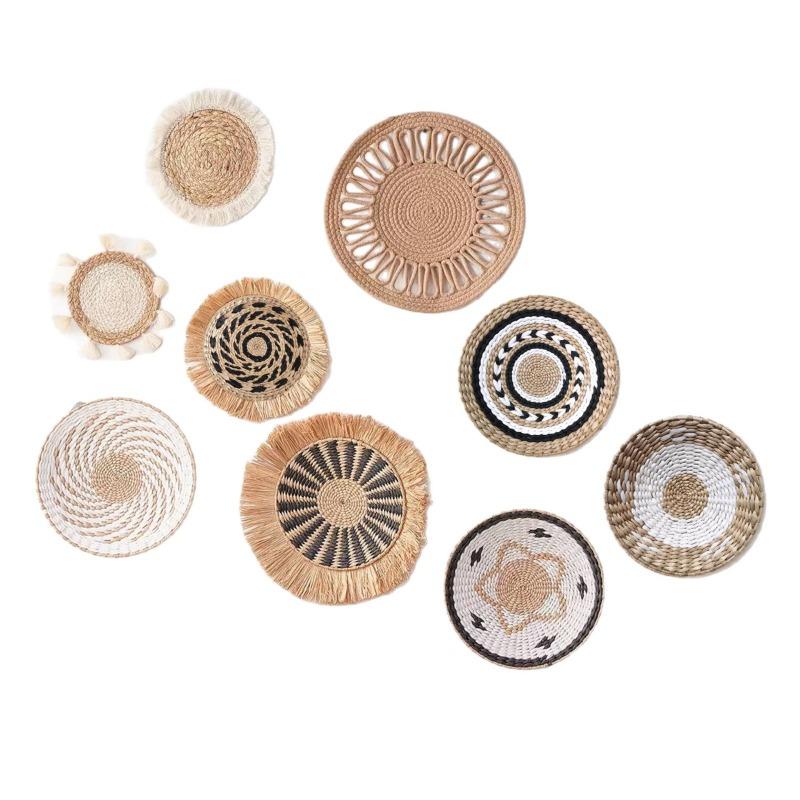 3/4/7pcs Bohemian Style Wall Basket Set Hanging Wall Basket Decoration Bohemian Style Wall Decoration Environmental Round Art