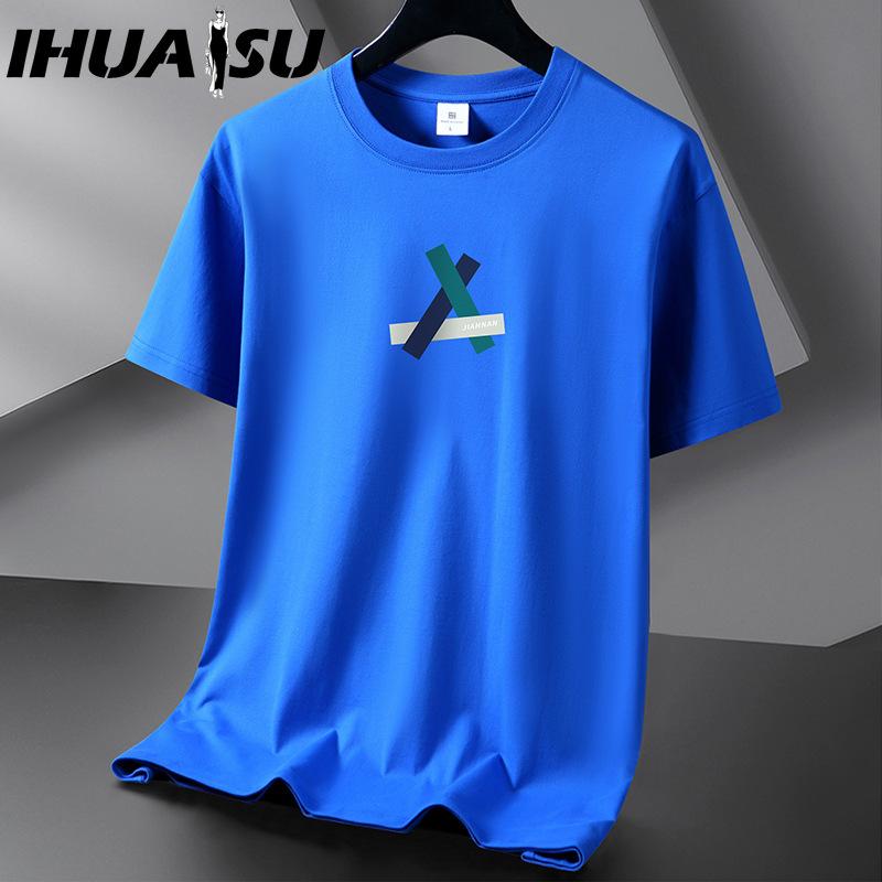 IHUASU Kurzarm-T-Shirt aus Baumwolle für Herren, modisch, lockeres Halbarmhemd, bedrucktes mitfühlendes Hemd