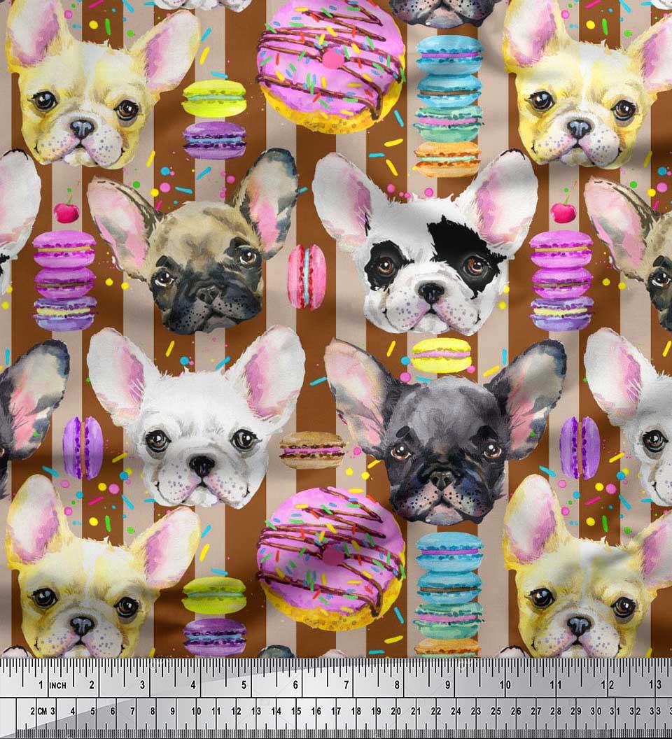 

Тканина Soimoi Japan Crepe Satin Stripe,Donut & Puppies Face Dog Print Тканина на метр 42 дюйма 42 Inch Wide - Cotton Duck коричневий