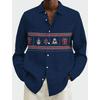 Man Christmas Scene Print Shirt Santa Claus Deer Lapel 3D Outdoor Long Sleeve Button-Up Print Fashion Designer Style