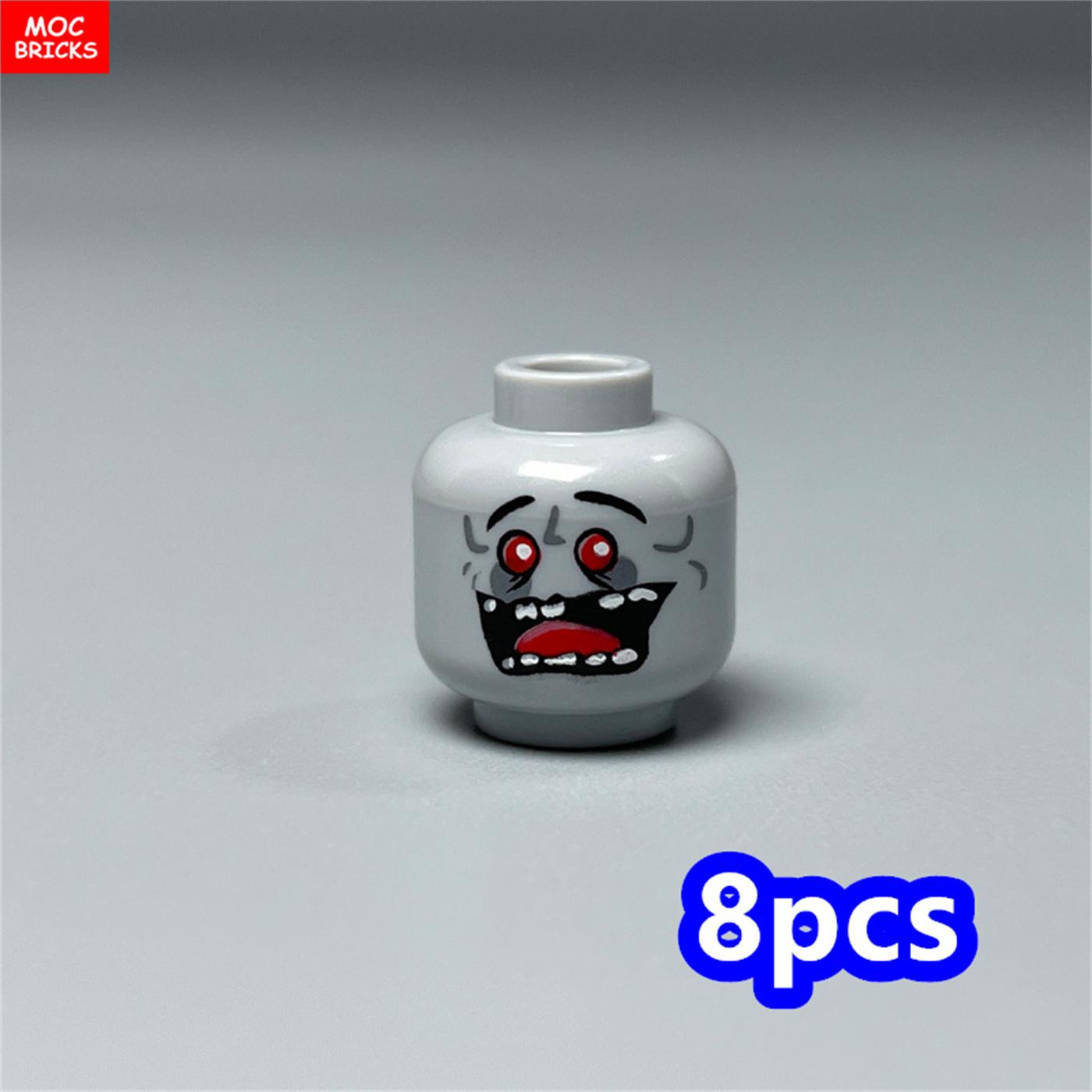 8 Stück MOC Steine Zombie Bedruckter Gesichtskopf Teufelsausdruck 4cm Actionfigur DO-IT-YOURSELF Lernorientierte Konstruktionsbausteine Spielzeug Kinder W10912WW-