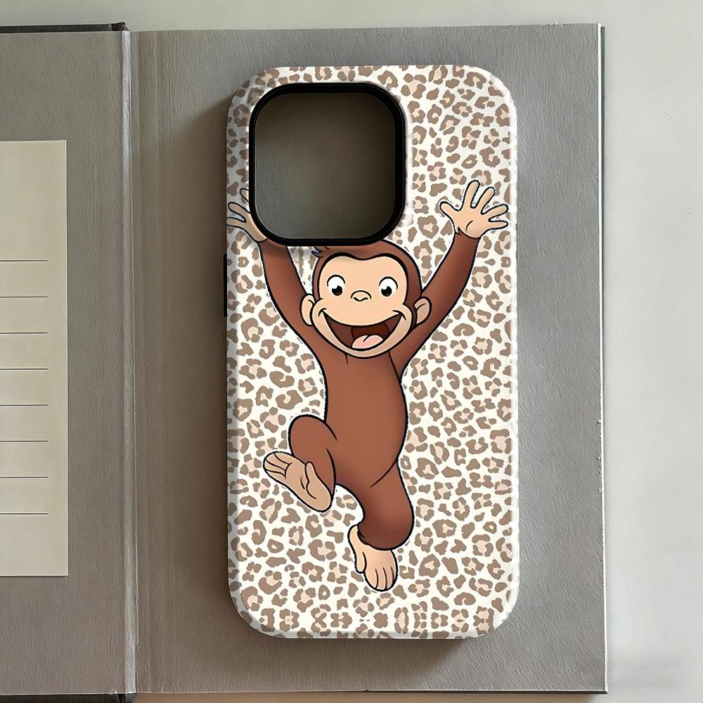 Clmj Cute C-Curious Georges Phone Case for iPhone 17 16e 16 15 14 13 12 11 X XS Air Pro Max Plus Luxury Double-layer Back Cover