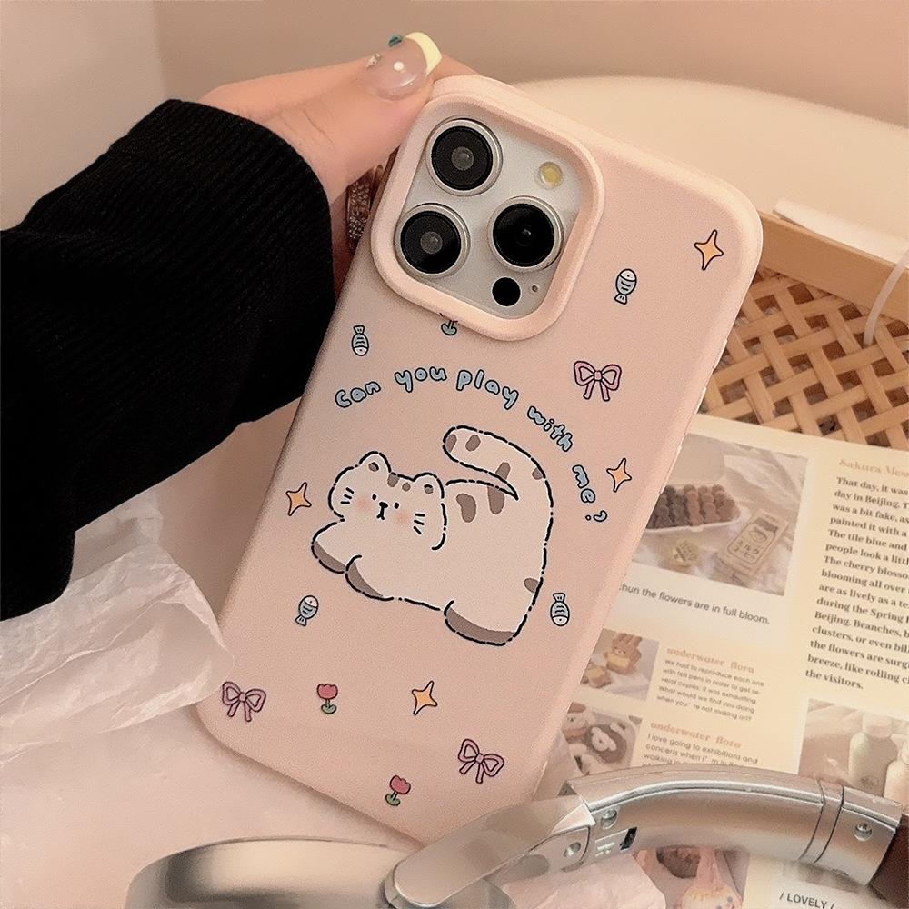 Fat Cat Stand Iphone17 Mobile Case Apple 15 Pink Cartoon 16 Promax Applicable To 13 Anti Fall 12 Soft