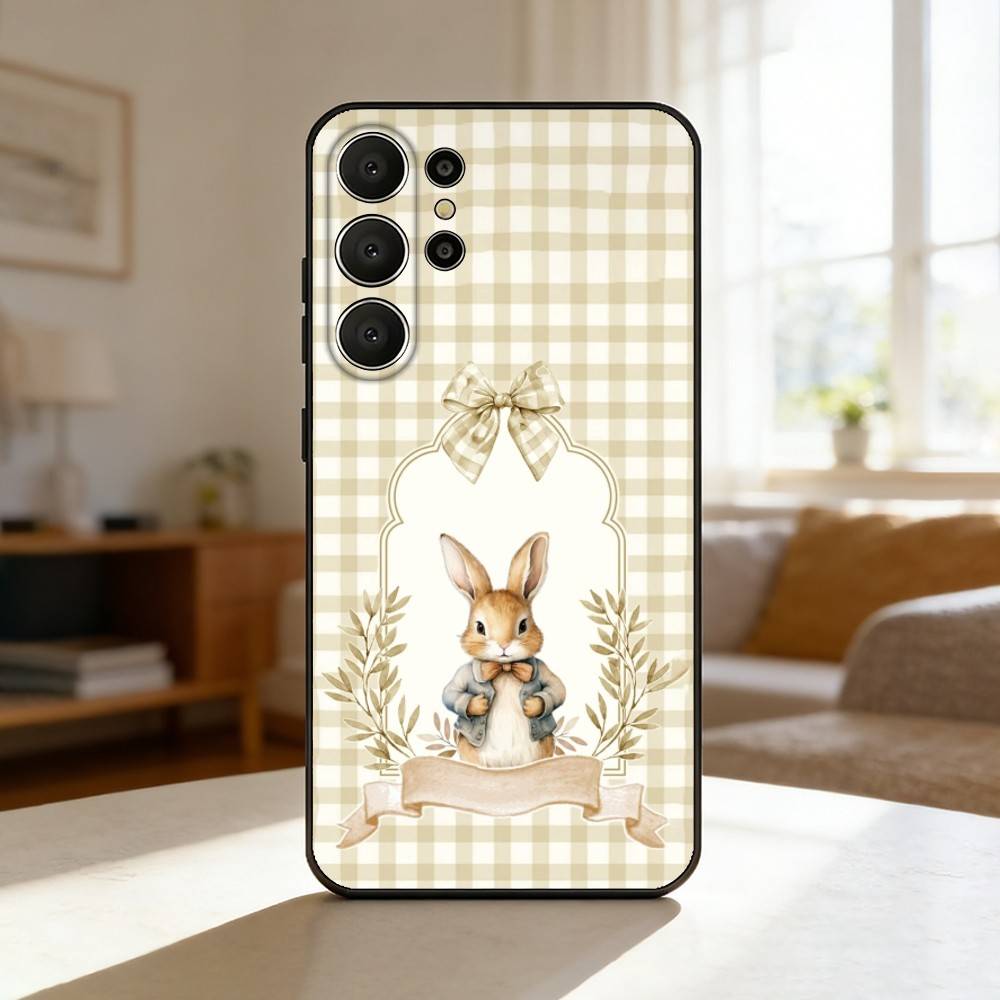 Cute P-Peter Rabbit Phone Case For Samsung S26,S25,S24,S21,S22,S23,S30,Ultra,S20,FE,Lite,10,9,Black Cover