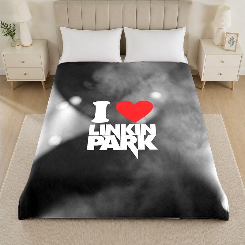 Linkin Park Print Flannel Blanket Cozy Lightweight Plush Throw Blanket For Bed Sofa Household Use