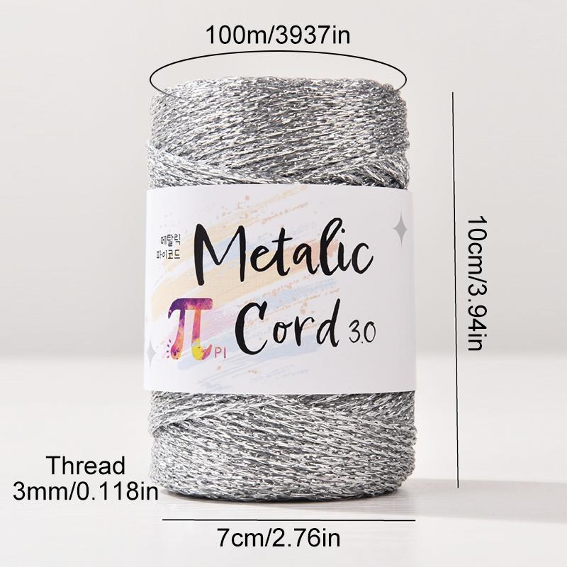 100M/Roll 3MM High-end Gold and Silver Wire Christmas Decoration Hook Bag Handmade Hollow Core Thread DIY 100M Silver Wire