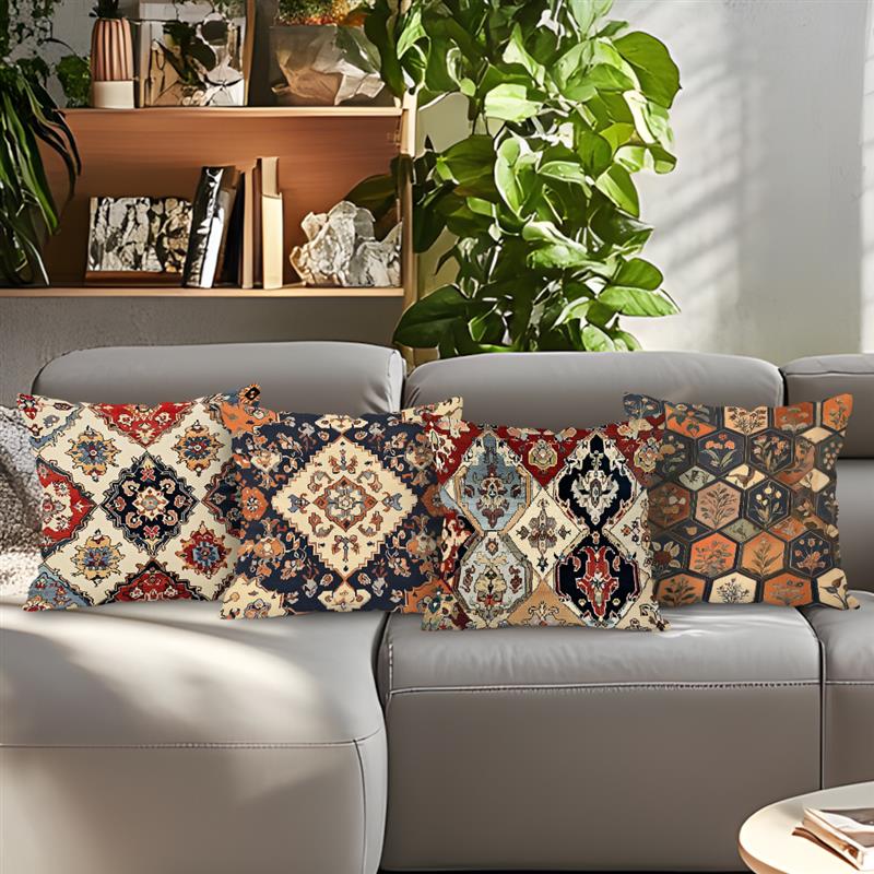 Home Decor Exquisite Ethnic Pattern Digital Print Pillow Covers Pattern Cushion Cover Suitable For Sofa Bedroom Car Pillow