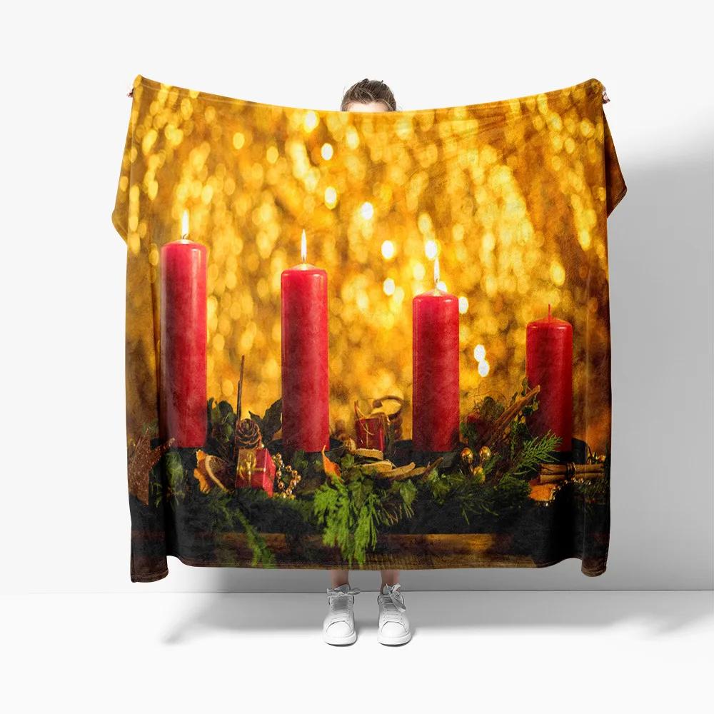 Christmas Theme Flannel Throw Blanket Christmas Tree Snowflake Pattern for Couch Bed Sofa Festival Gift for Boy Girl Lightweight