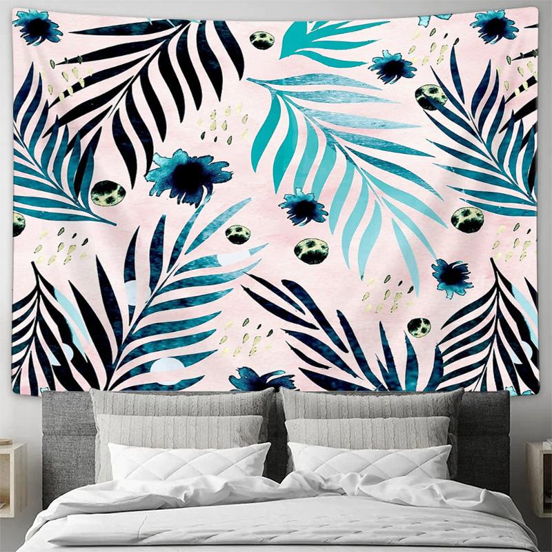 Botanical Tapestry Forest Wall Hanging Nature Decor Greenery Wall Art Bedroom Living Room Aesthetic Home Decor Jungle Tapestry W