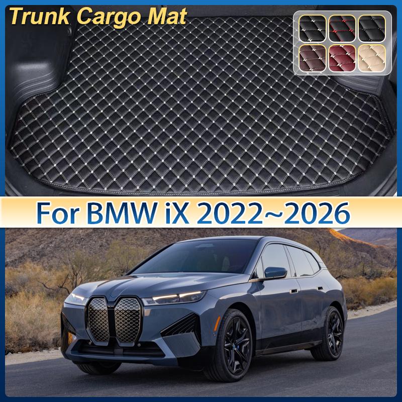 Pour BMW iX 2022 2023 2024 2025 2026 Tapis de coffre de voiture en cuir Anti-saleté Coussin de rangement de chargement Tapis de coffre Accessoires d'intérieur