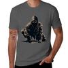Crouching Ninja In Dark Hood Winter Clothes Tshirt Basic Casual Wear Short Sleeve Top