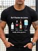 Unisex Black Tee Four Bottles Life Gerunisex Funny Graphic Print Short Sleeve Loose Casual Top For Adult Male Daily Street Wear Outfit