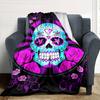 1pc Sugar Skull Roses Throw Blanket Soft Flannel, Cozy All Season Polyester Perfect for Home, Office