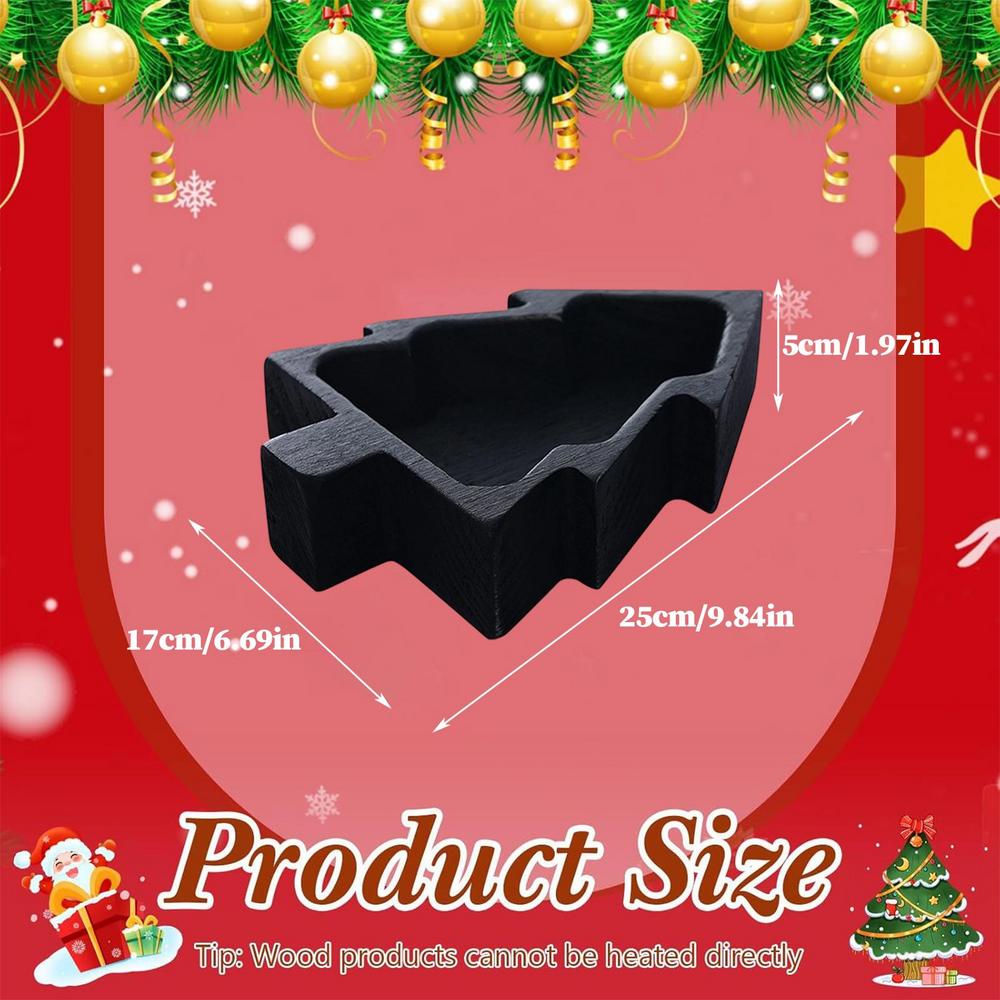 

Деревянная чаша для свечей Рустик Рождественская елка Домашний декор Деревянные миски Рождественский подсвечник для конфет, закусок, мясной нарезки, суши чёрный