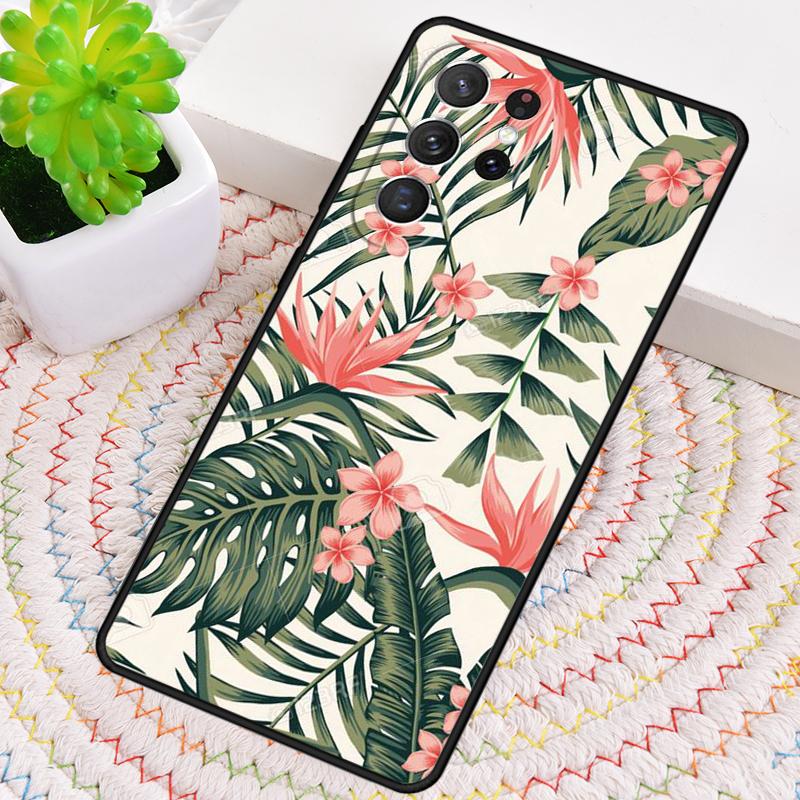 Retro Tropical Floral Flowers Phone Case For Samsung Galaxy Note 10 Pro S26 S25 S24 S23 S22 Ultra Plus S21 FE S20 Cover