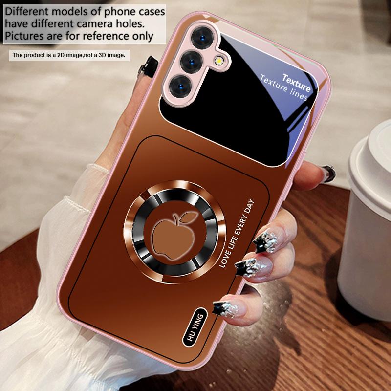Silver circle apple icon For Samsung M02 12 Note 8 9 10 20 A 01 A02 A03 Core 04 05 06 10 12 13 14 15 A16 glass Ultra phone case