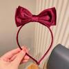 Velvet Cute Hair Hoop Solid Color Hair Bands Accessories Simple Double Bowknot Headband
