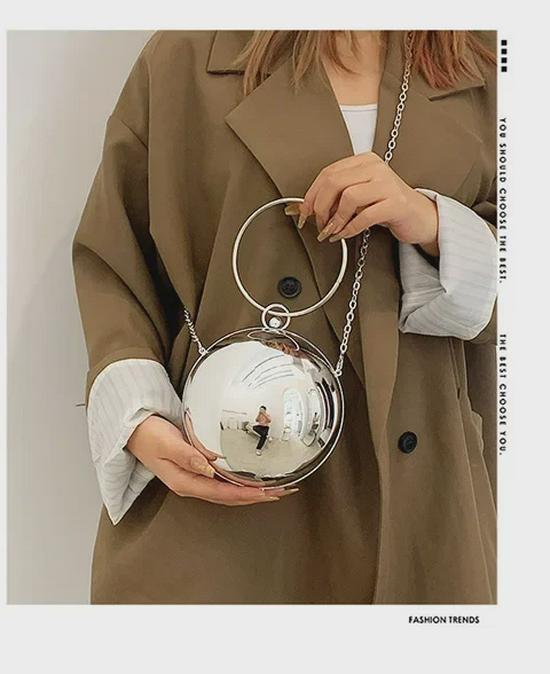 2025 Trendy Acrylic Ball Evening Bag - Round Chain Shoulder Crossbody for Women