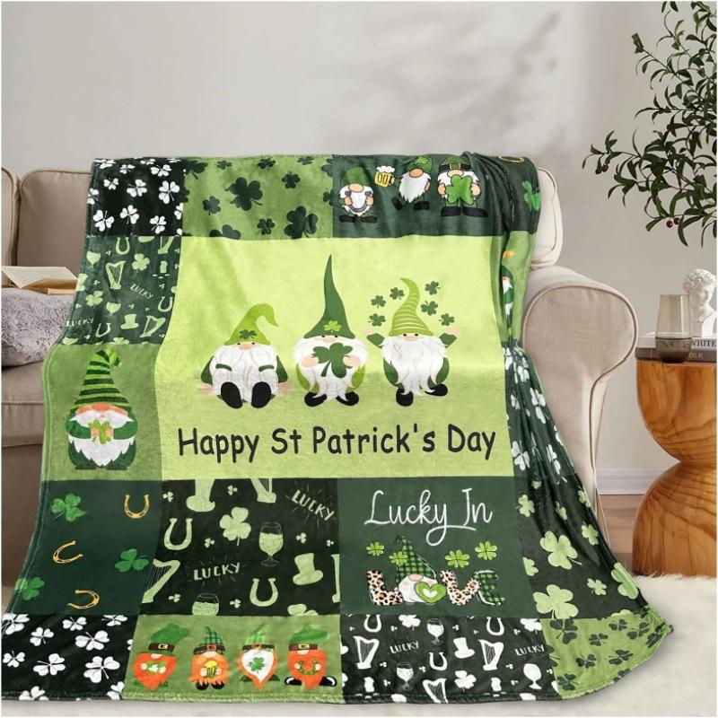 St. Patrick'S Day Blanket Clover Design Flannel Blanket Sofa Decorative Blanket Sheet Bedspread