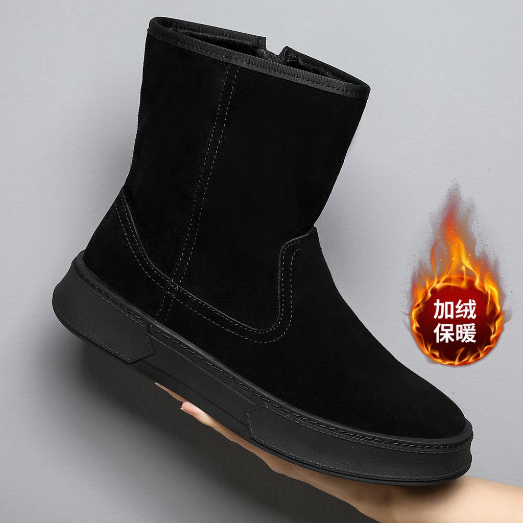 2025 New Snow Boots Men's Winter Fashion Trendy Cotton Shoes Wear-resistant Non-slip Versatile Cold-proof Boots High-top Velvet Thickened