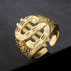 Nouvelle Bague de Lettre Dorée de Luxe pour Homme Bague Dollar Américain Plaqué Or Accessoire de Fête Hip Hop Rock