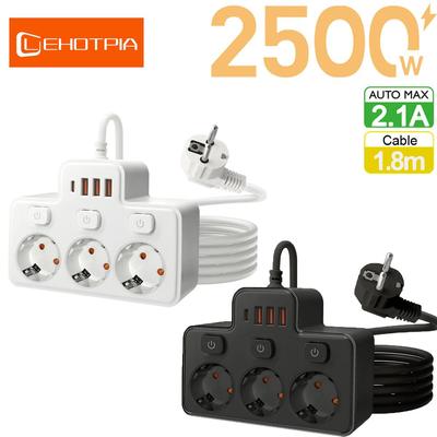 EU AC Stecker Power Streifen Wand Montiert Unabhängige Schalter Multitap 1,8 M Europäischen Standard Stecker Mit USB C Lade Netzwerk filter Anpassen