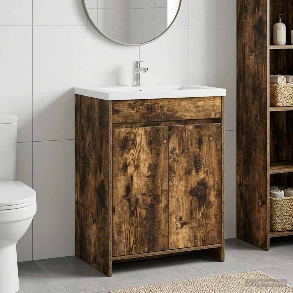 Bathroom Vanity Unit Smoked Oak 56 x 37.5 x 81 cm