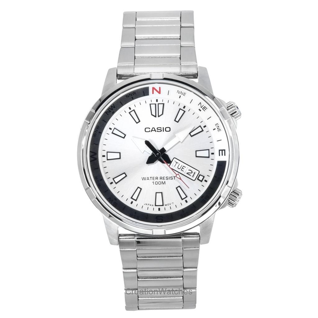 Восстановленные Casio Standard Аналоговые Нержавеющая сталь Серебряный циферблат Кварцевые MTD-130D-7AV 100M Мужские часы