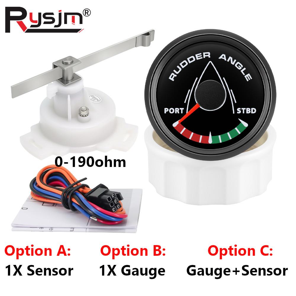 52mm 0-190ohm Wasserdichter Boots-Marine-Ruderwinkelsensor mit Ruderwinkelsensor 7-farbige Hintergrundbeleuchtung für Auto LKW 12V/24V