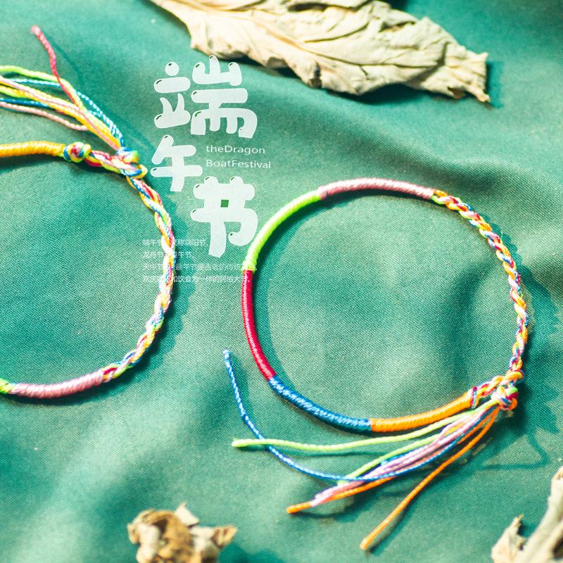 Dragon Boat Festival Five-Color Bracelet with Tassels - Handmade Woven Gift