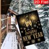 1pc Happy New Year Fireworks Christmas Champagne Garden Flag (24)_325.12 X 101.6 Cm Double-sided Garden Flag Courtyard Decoration, Flag Only, Outdoor