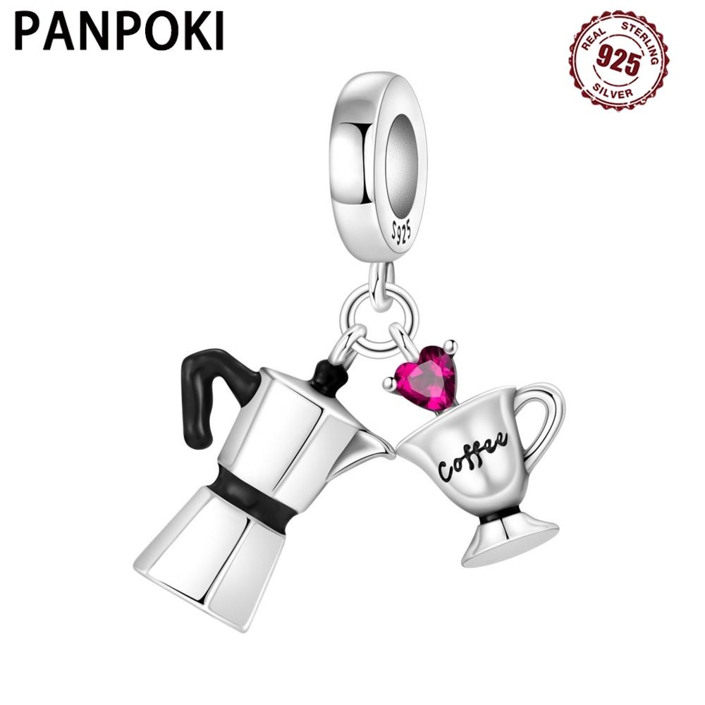 PANPOKI Copper Metal Love Coffee Cup Pendant Bead Component Bead Components Authentic Original Pendant Bead Components Bracelet High Quality Fine