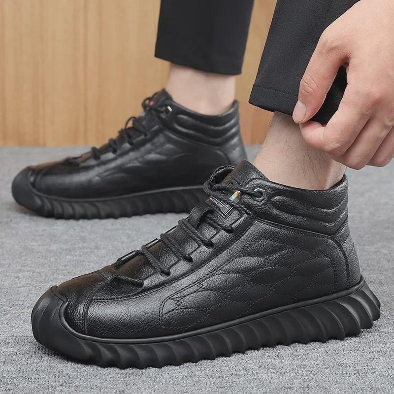 

Men s High-Top Non-Slip Wool-Lined Casual Boots 38