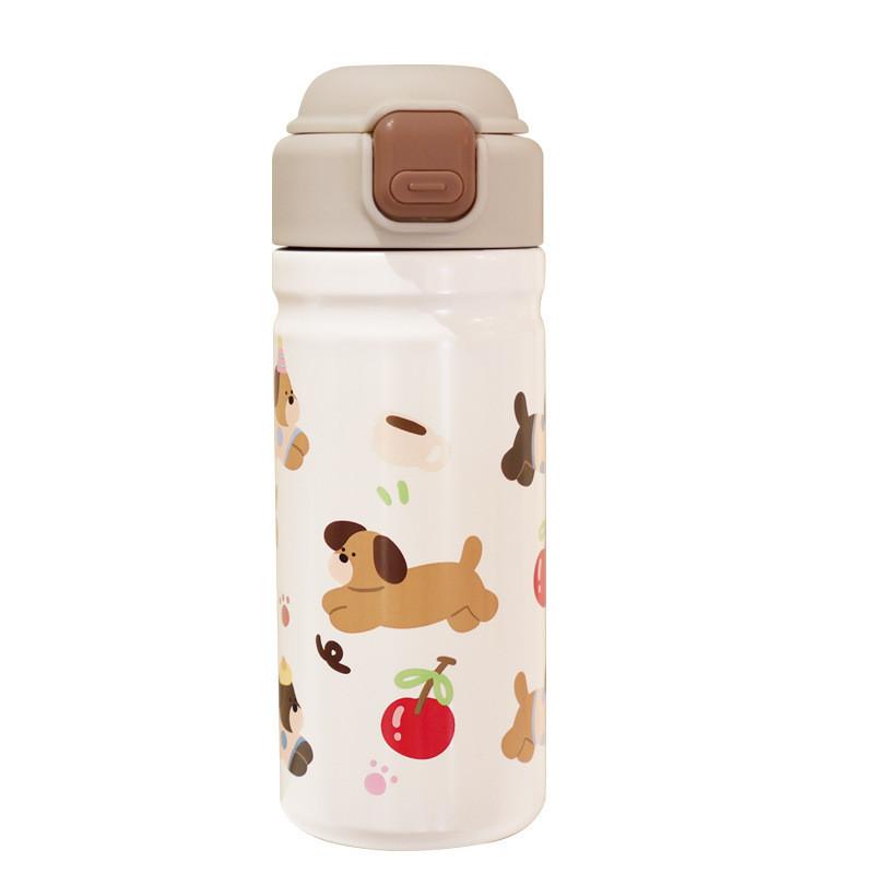 Cartoon Jump Lid Insulated Water Bottle With Stainless Steel Inner For Kids And Students