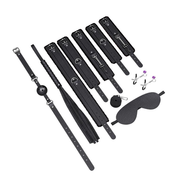 BDSM Adult Sex Toy Kits Sets for Sexy Games Bondage Mask Set Feather Handcuffs Ankle Cuff Restraints for Couple Sexual Game