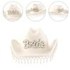 Chapeau de Cowgirl pour Enterrement de Vie de Jeune Fille Chapeau de Mariée à Franges et Perles Chapeau Fedora pour Douche Nuptiale