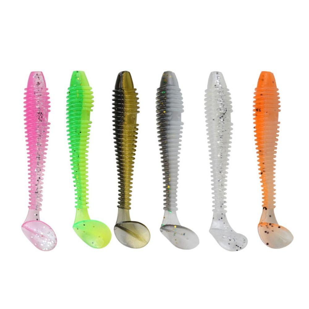 20PCS Soft Micro Soft Fishing Lures T-tail Design Worm Shape T-tail Worm Lure 5.5cm Fishing Tackle Bass Fishing