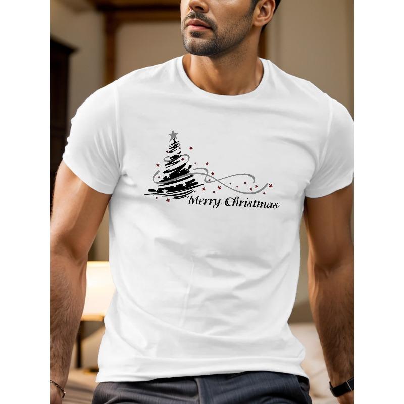 Merry Christmas Men s Short Sleeve T-shirt Summer T-shirt Top,Cool, Casual S белый