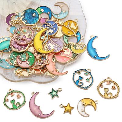 8/10pcs Mixed Moon Star Enamel Unicorn Animal Charms Pendants for DIY Handmade Jewelry Making