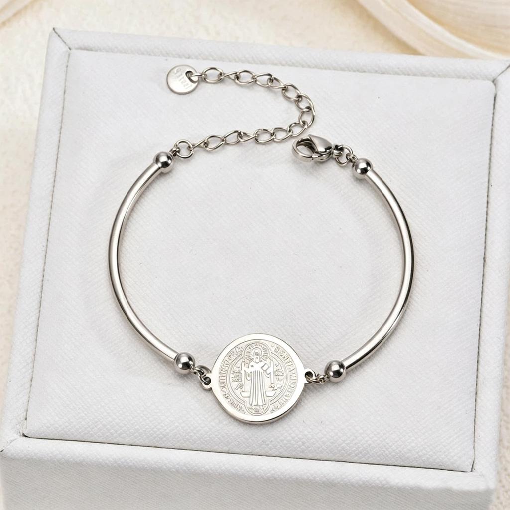 Stainless Steel Religious Totem Adjustable Bracelet - Luxury & Versatile Hand Jewelry