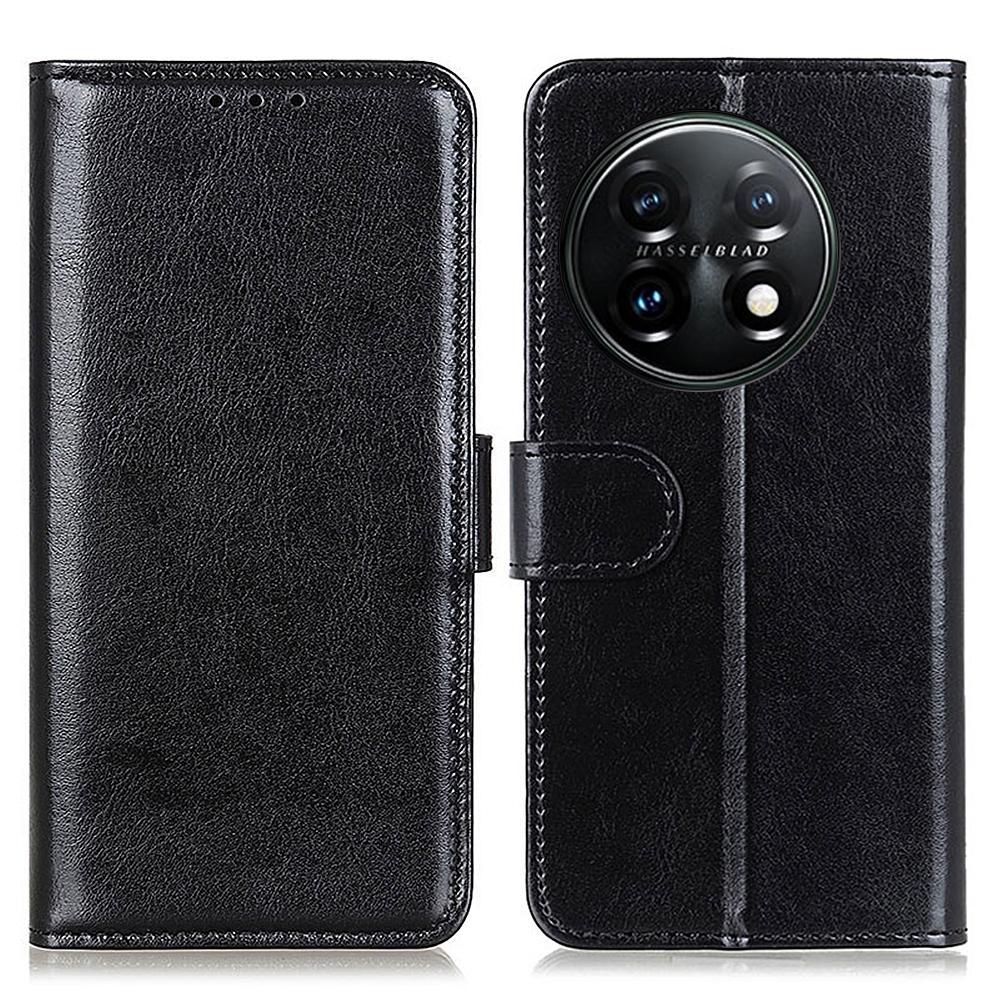 Phone Stand Case Wallet for OnePlus 11 5G,Crazy Horse Texture Magnetic Clasp PU Leather+TPU Shockproof Cover