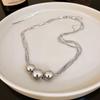 Gold Plated Multilayer Ball Pendant Necklace for Women Daily Gift