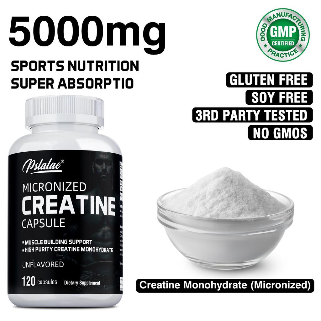 Pslalae Micronized Creatine Monohydrate Capsules, High Purity, Fitness, Sports, Dietary Supplement
