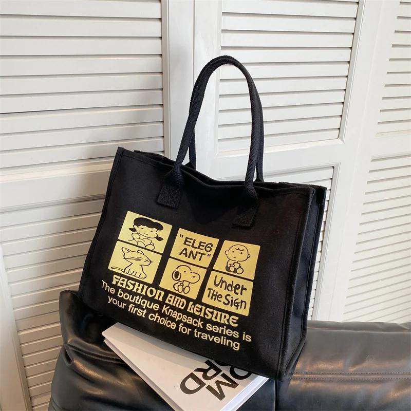 Large capacity elegant and casual canvas bag for women  versatile shoulder bag  fashionable bag