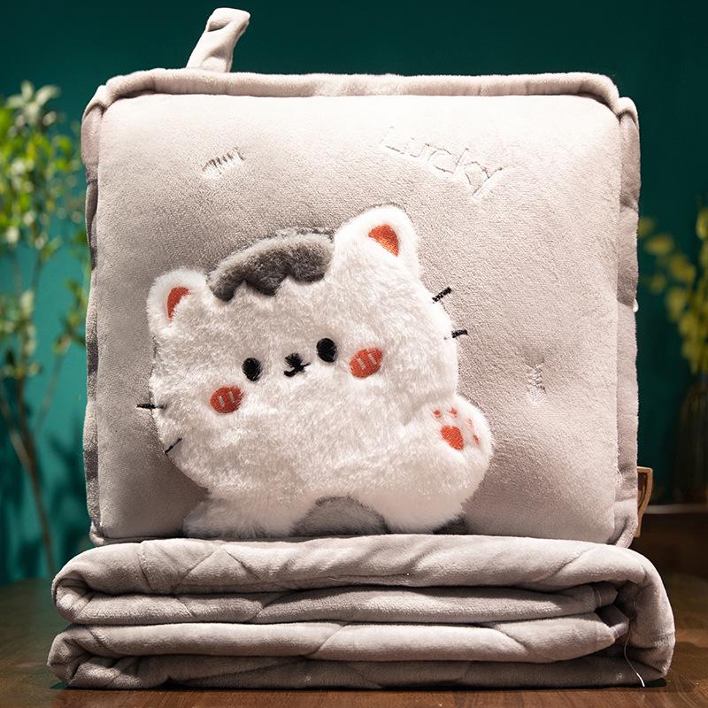 Foldable 2-in-1 Pillow Blanket: Thickened Office Nap, Sofa & Car Cushion